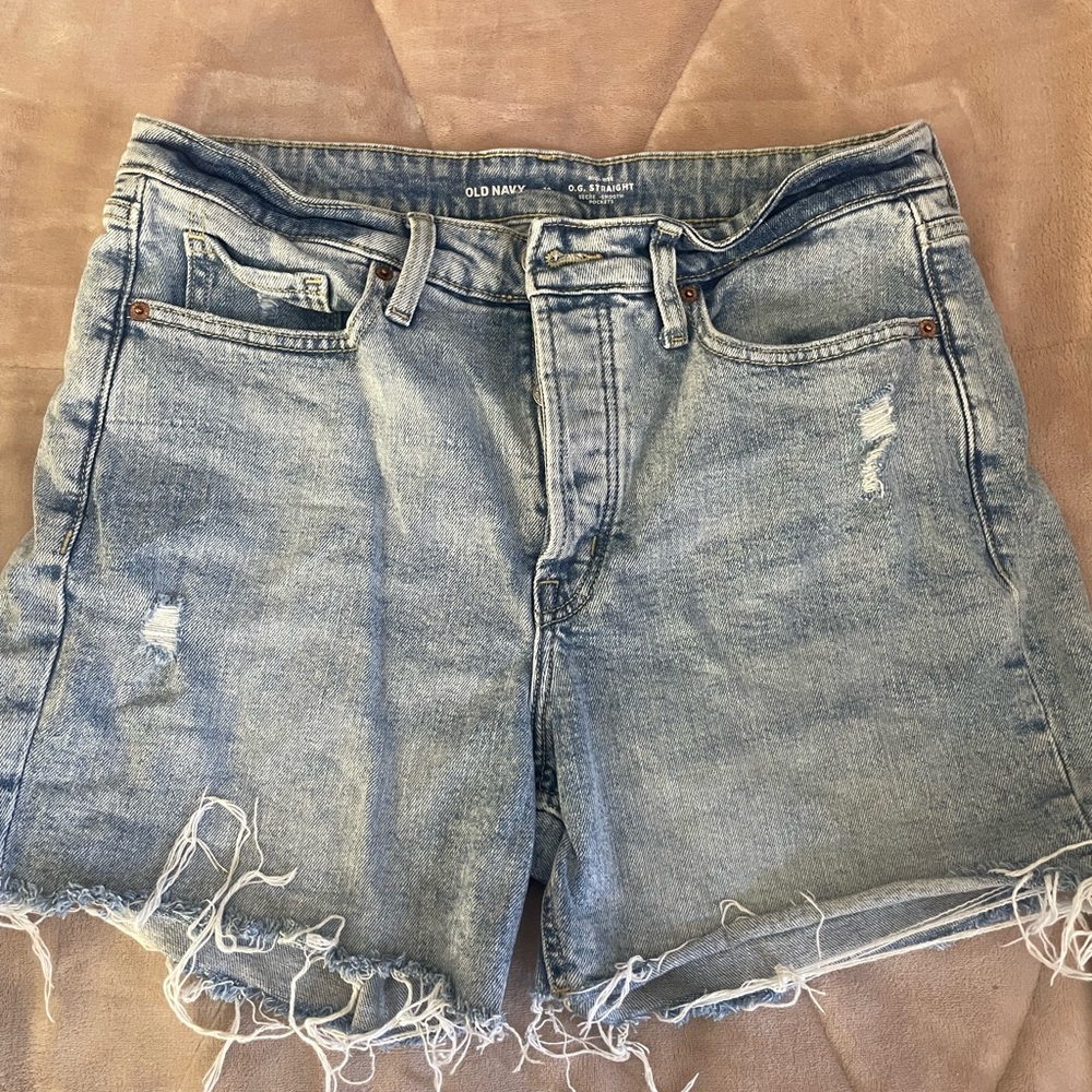 Old Navy Women's Frayed Hem Jean Shorts - Light Blue